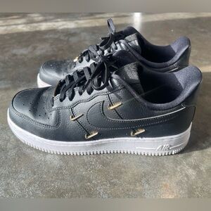 Nike Air Force 1’s Black and White w/Gold Accents